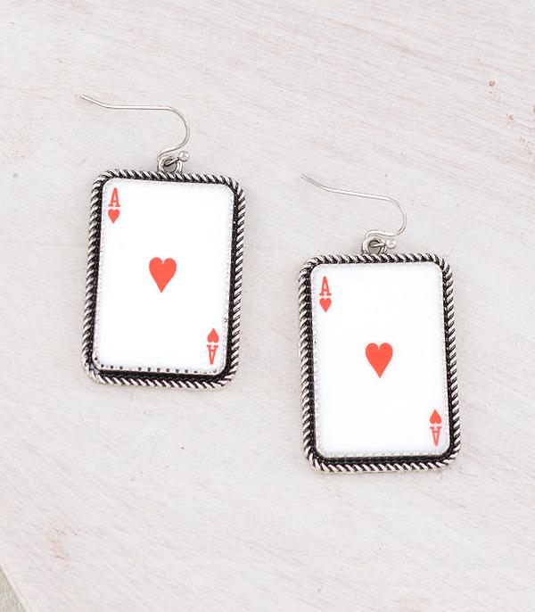 New Arrival :: Wholesale Western Ace of Heart Earrings