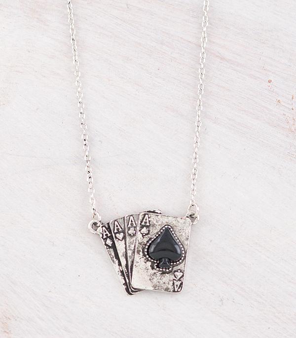 New Arrival :: Wholesale Western Ace of Cards Pendant Necklace