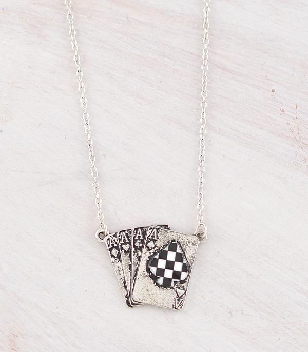 New Arrival :: Wholesale Western Ace of Cards Pendant Necklace