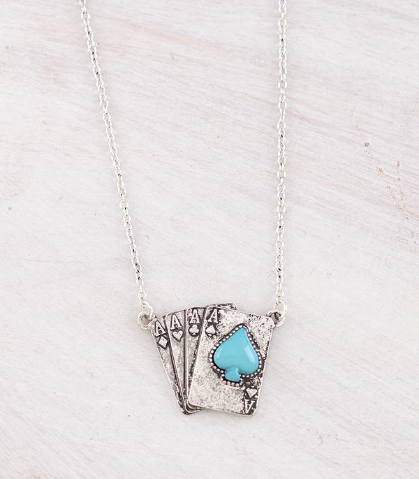 New Arrival :: Wholesale Western Ace of Cards Pendant Necklace