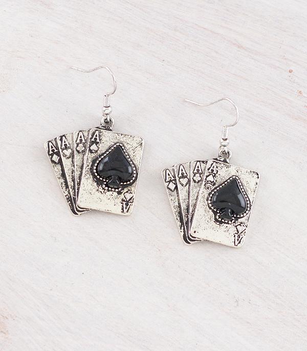 New Arrival :: Wholesale Western Ace of Cards Earrings