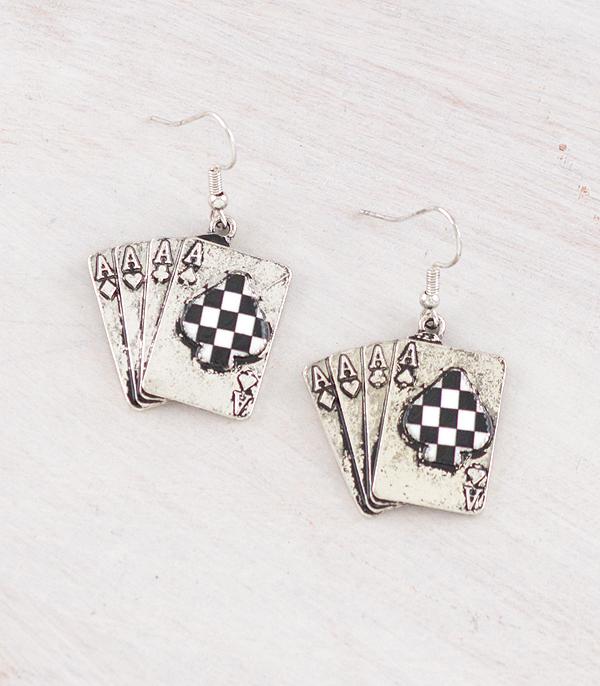 New Arrival :: Wholesale Western Ace of Cards Earrings