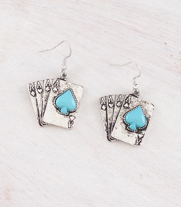 New Arrival :: Wholesale Western Ace of Cards Earrings