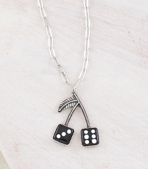 New Arrival :: Wholesale Trending Dice Cherry Pendant Necklace