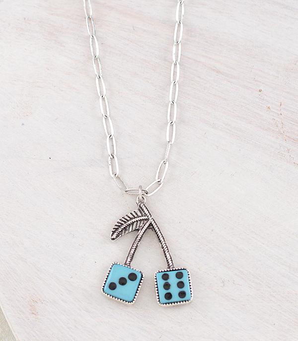 New Arrival :: Wholesale Western Trending Dice Cherry Necklace