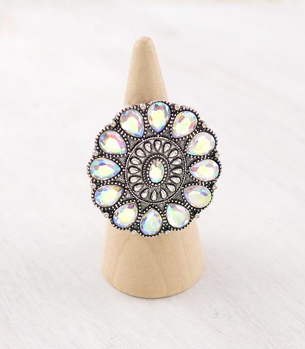 New Arrival :: Wholesale Western AB Stone Concho Ring