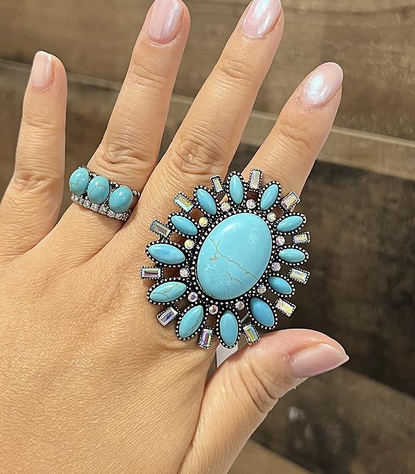 New Arrival :: Wholesale Western Turquoise Concho Ring