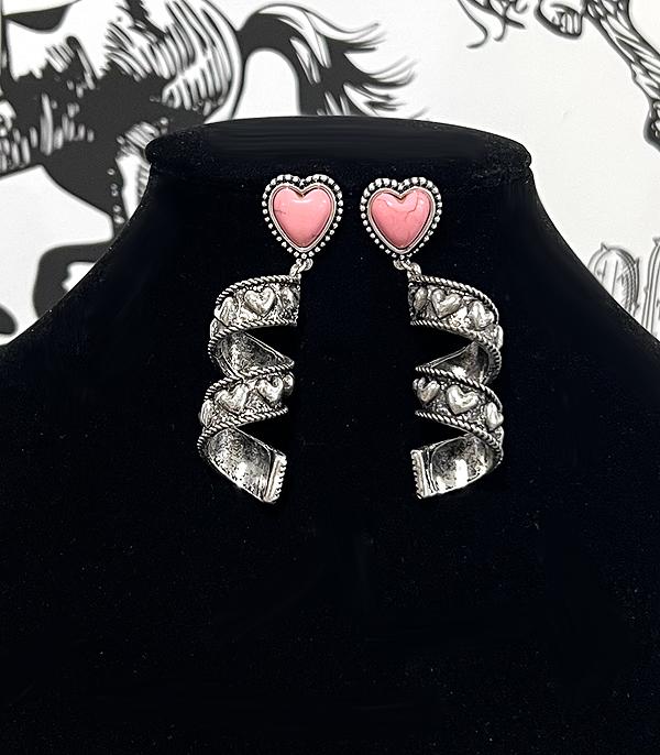 New Arrival :: Wholesale Western Turquoise Heart Spiral Earrings