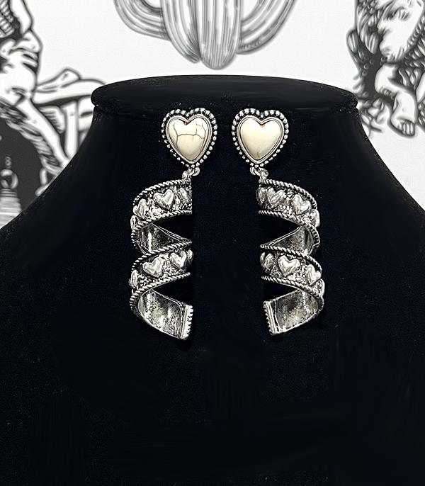 New Arrival :: Wholesale Western Turquoise Heart Spiral Earrings