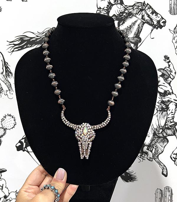 New Arrival :: Wholesale Western Cow Skull Navajo Pearl Necklace