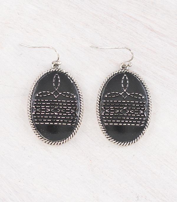 New Arrival :: Wholesale Western Boot Stitch Concho Earrings