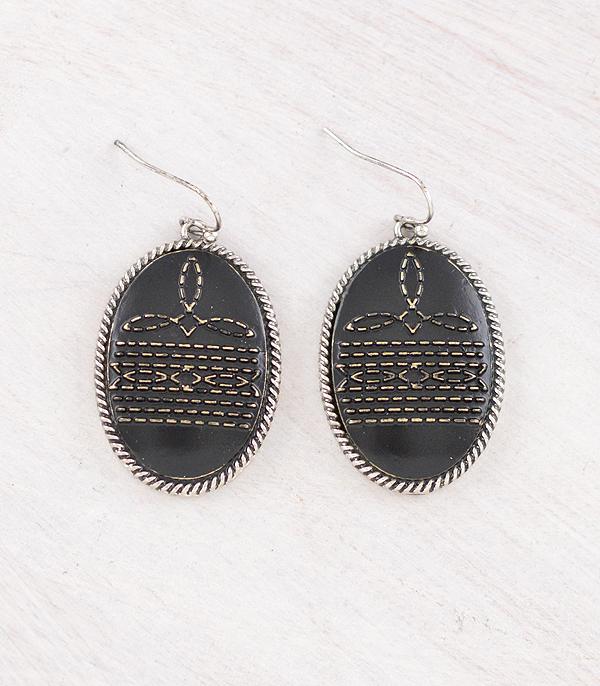 New Arrival :: Wholesale Western Boot Stitch Concho Earrings