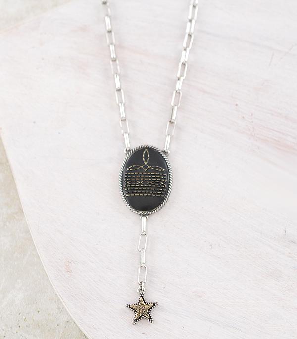 New Arrival :: Wholesale Western Boot Stitch Concho Necklace