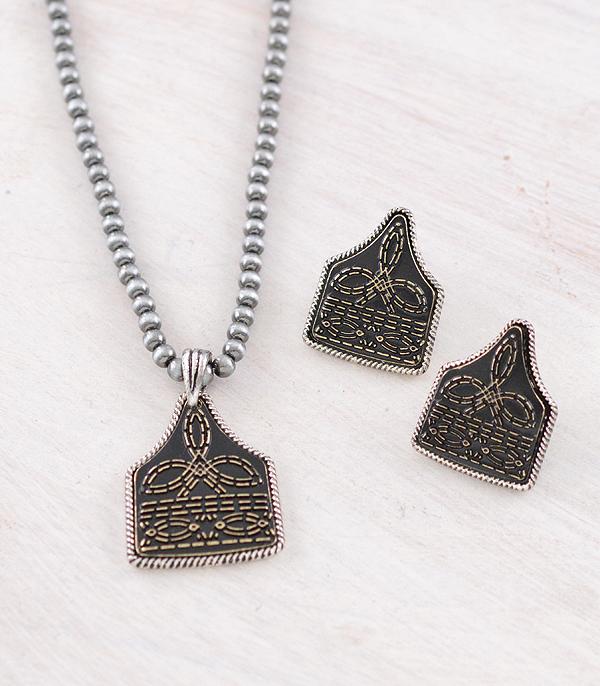 New Arrival :: Wholesale Western Boot Stitch Cattle Tag Necklace