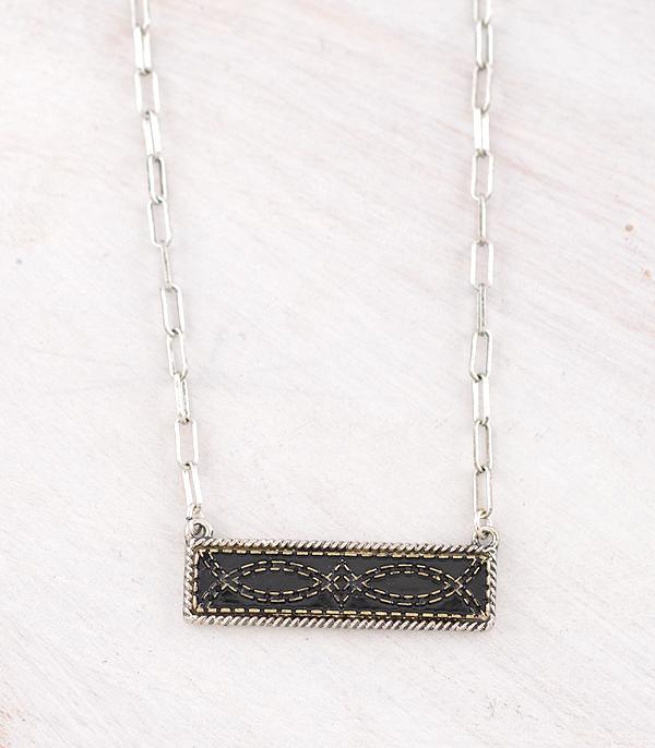 NECKLACES :: WESTERN TREND :: Wholesale Western Boot Stitch Bar Necklace