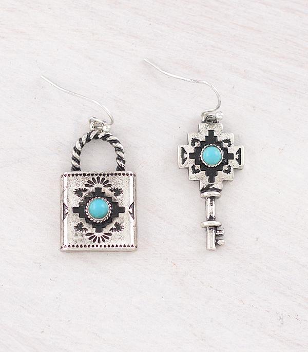 New Arrival :: Wholesale Western Aztec Lock Earrings