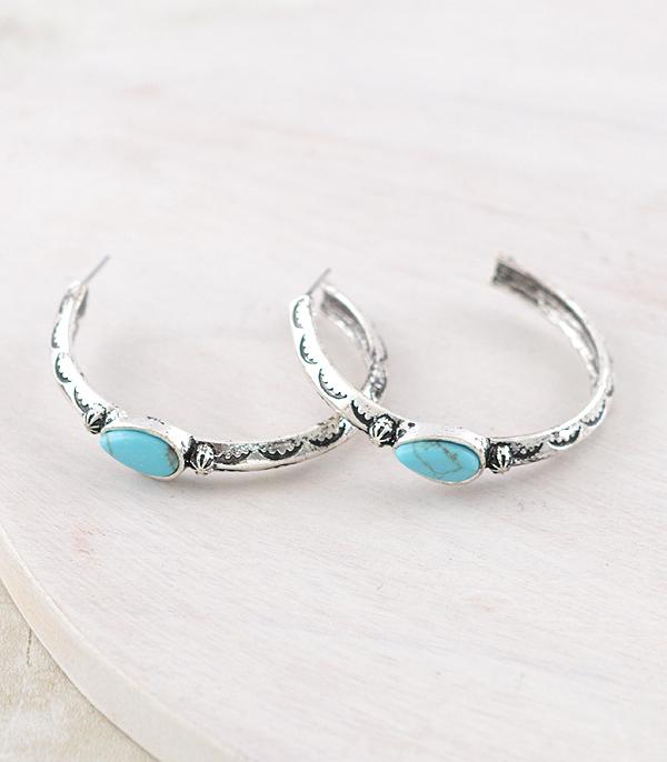 New Arrival :: Wholesale Western Turquoise Hoop Earrings