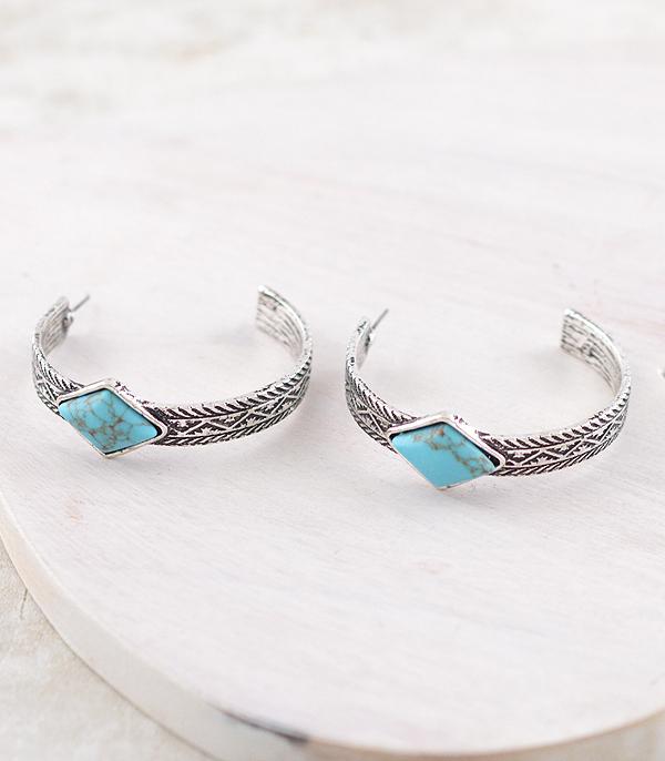 New Arrival :: Wholesale Western Turquoise Hoop Earrings