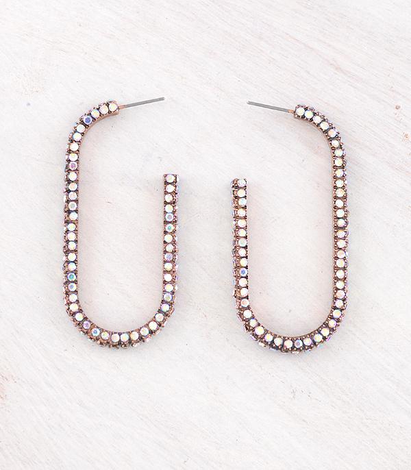 New Arrival :: Wholesale AB Rhinestone Pave Hoop Earrings