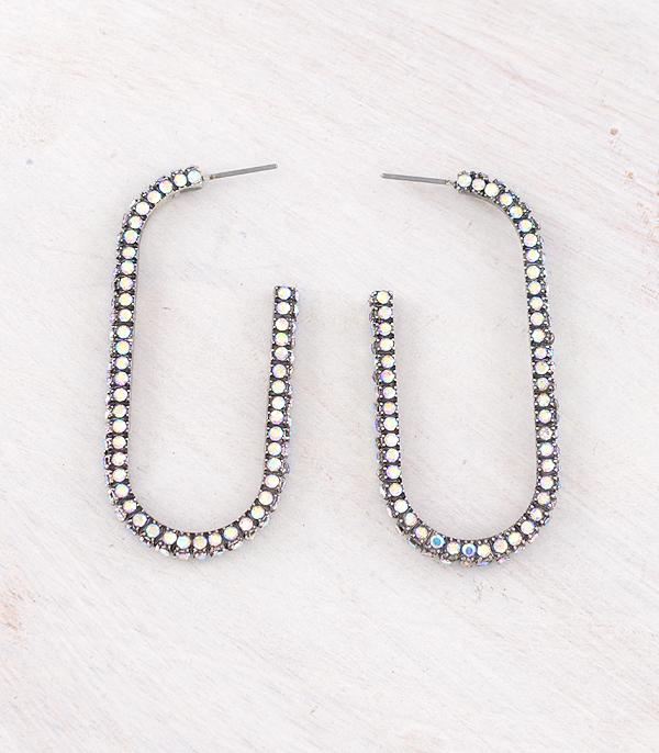 New Arrival :: Wholesale AB Rhinestone Pave Hoop Earrings