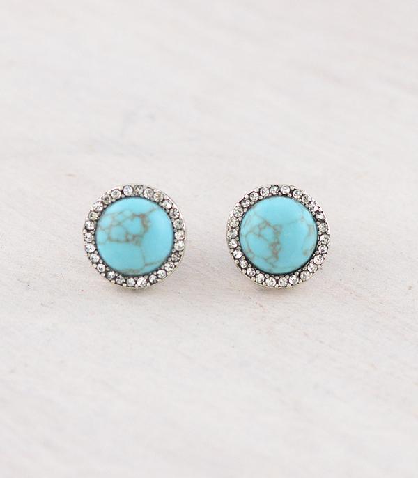 EARRINGS :: WESTERN POST EARRINGS :: Wholesale Western Turquoise Round Post Earrings