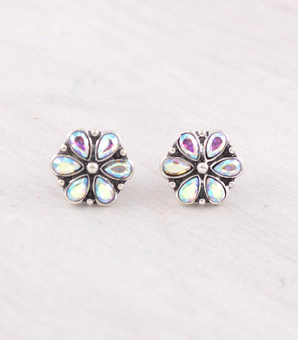 New Arrival :: Wholesale Western AB Stone Concho Earrings