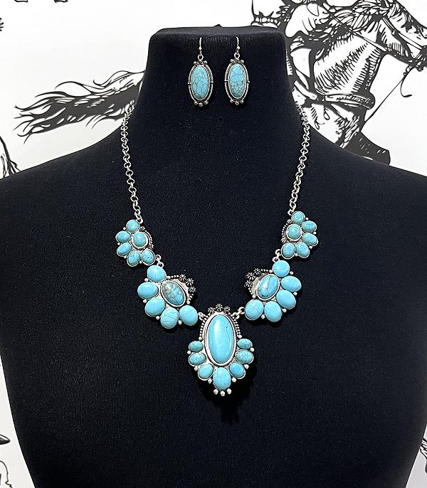 New Arrival :: Wholesale Western Turquoise Statement Necklace Set