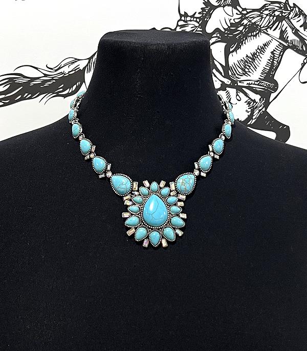 NECKLACES :: WESTERN TREND :: Wholesale Western Turquoise Statement Necklace