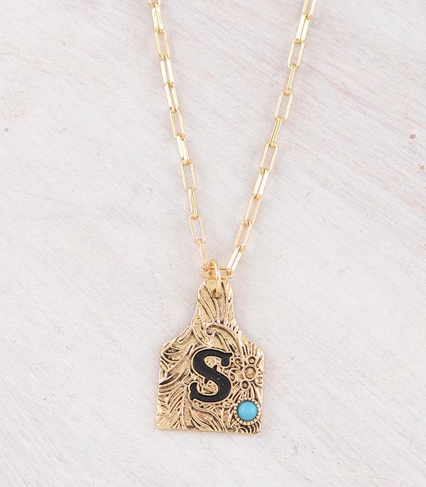New Arrival :: Wholesale Western Initial Cattle Tag Necklace