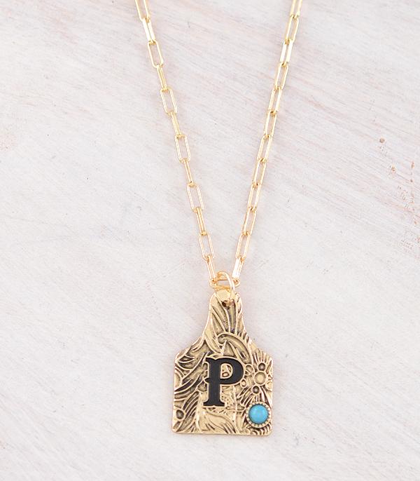New Arrival :: Wholesale Western Cattle Tag Initial Necklace