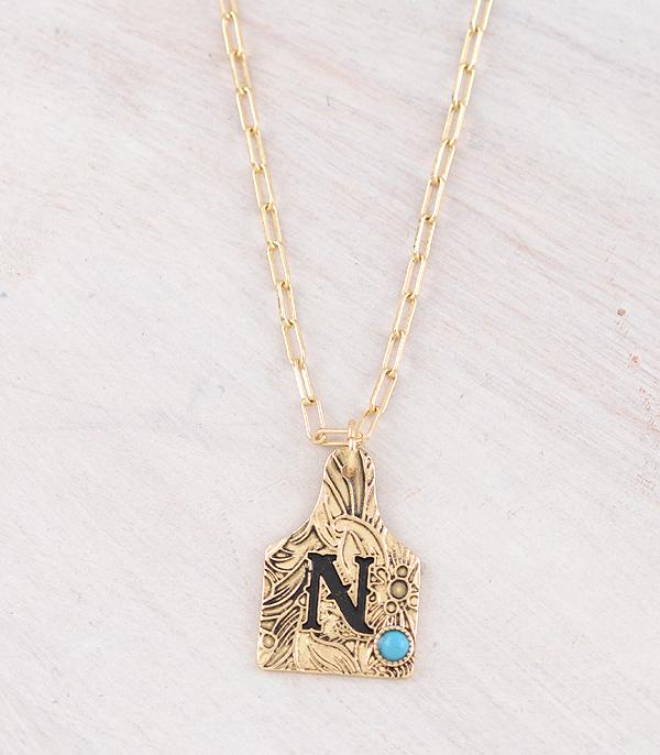 New Arrival :: Wholesale Western Cattle Tag Initial Necklace