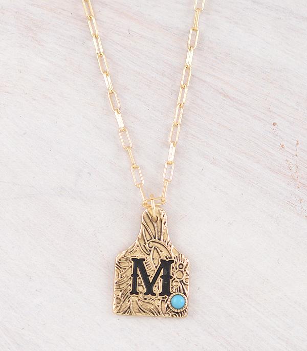 New Arrival :: Wholesale Western Cattle Tag Initial Necklace