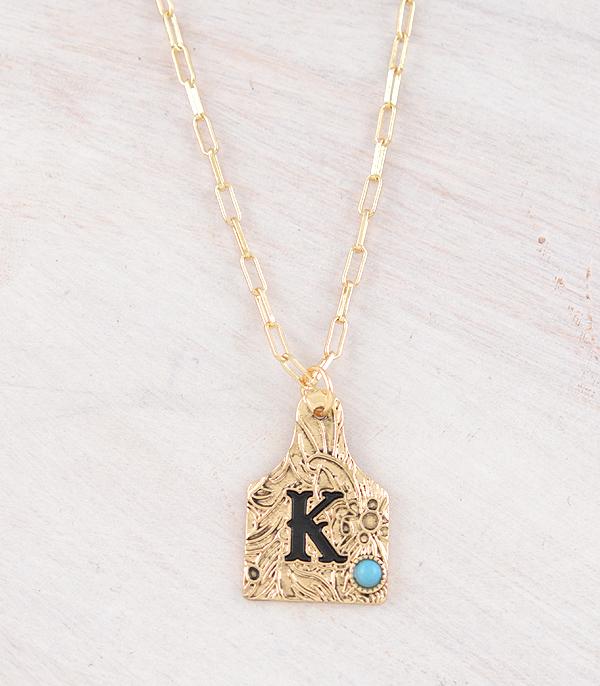 New Arrival :: Wholesale Western Cattle Tag Initial Necklace