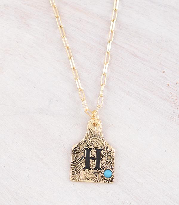 New Arrival :: Wholesale Western Cattle Tag Initial Necklace