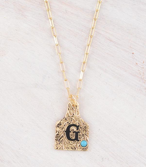 New Arrival :: Wholesale Western Cattle Tag Initial Necklace