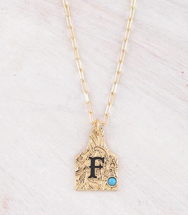 New Arrival :: Wholesale Western Cattle Tag Initial Necklace
