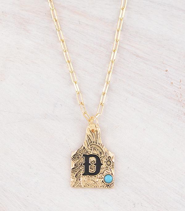 New Arrival :: Wholesale Western Cattle Tag Initial Necklace