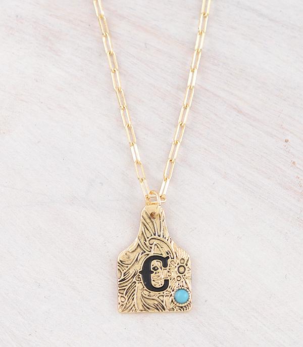 New Arrival :: Wholesale Western Cattle Tag Initial Necklace