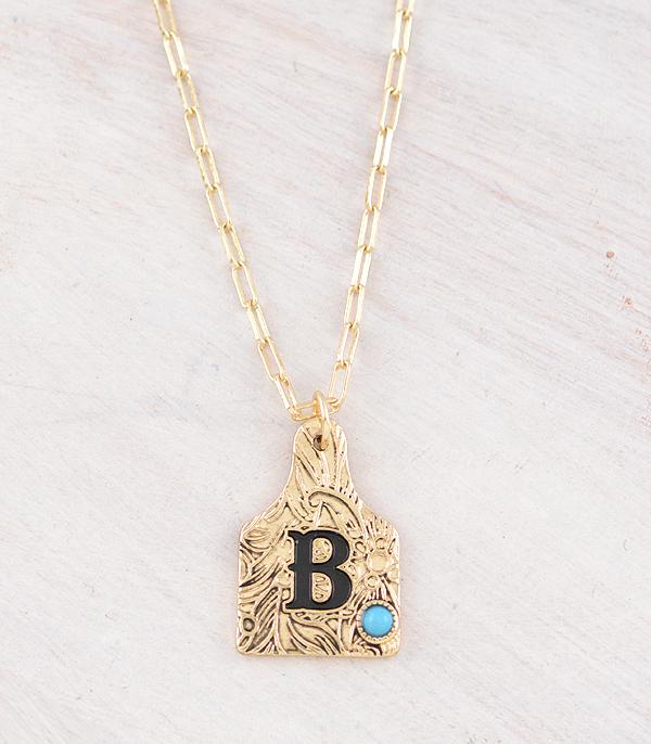 New Arrival :: Wholesale Western Cattle Tag Initial Necklace