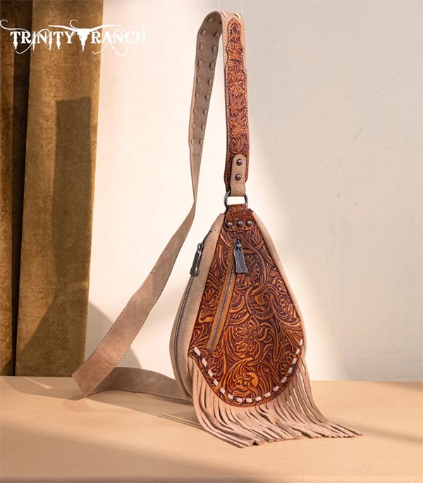 New Arrival :: Wholesale Trinity Ranch Tooled Fringe Sling Bag