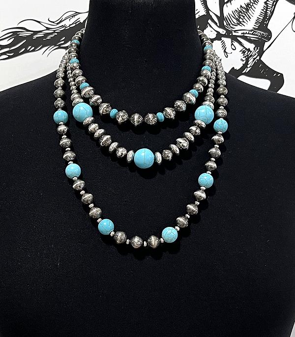New Arrival :: Wholesale Western Navajo Pearl Layered Necklace