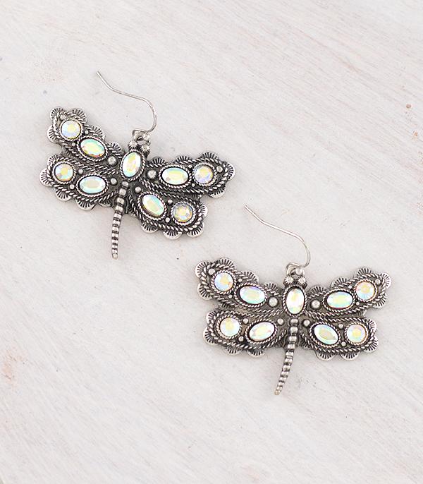 New Arrival :: Wholesale Western AB Stone Dragonfly Earrings