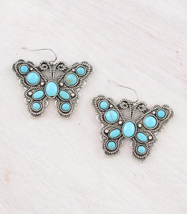 New Arrival :: Wholesale Western Turquoise Butterfly Earrings