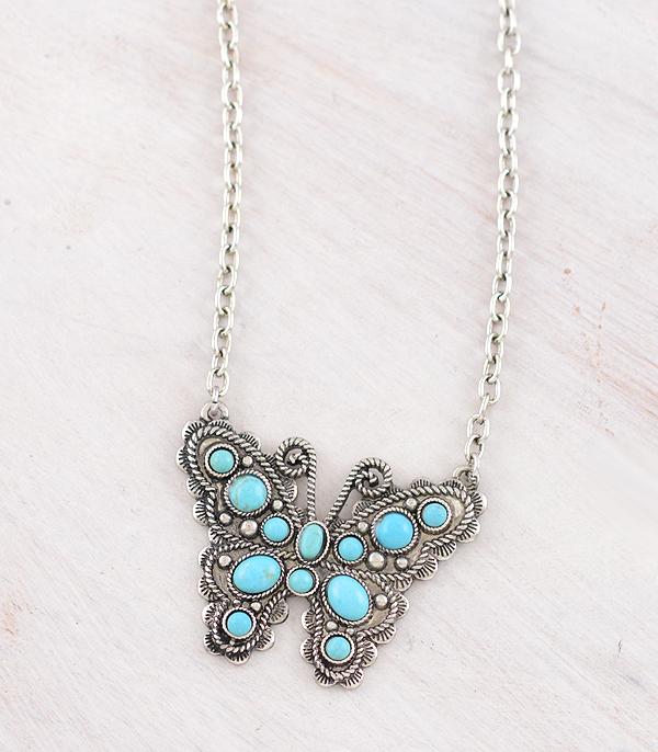 New Arrival :: Wholesale Western Turquoise Butterfly Necklace