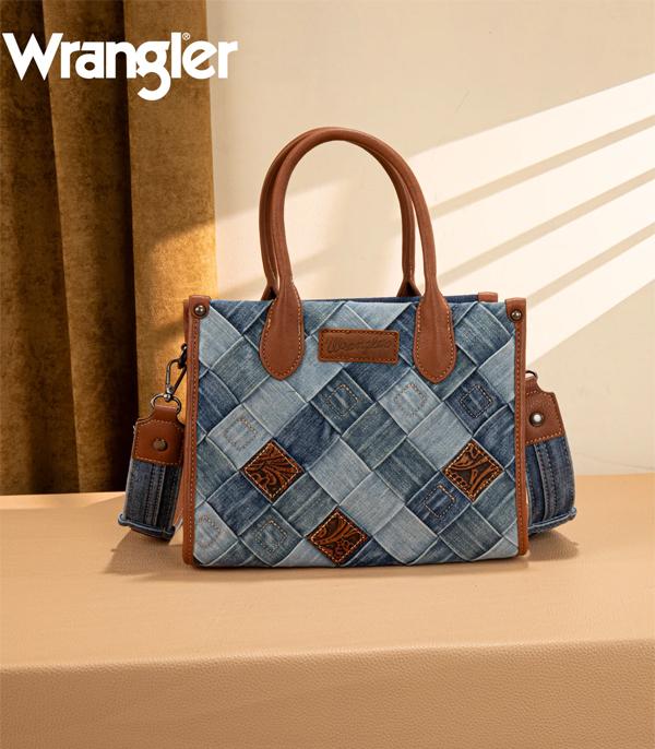 New Arrival :: Wholesale Wrangler Woven Denim Tote Crossbody Bag