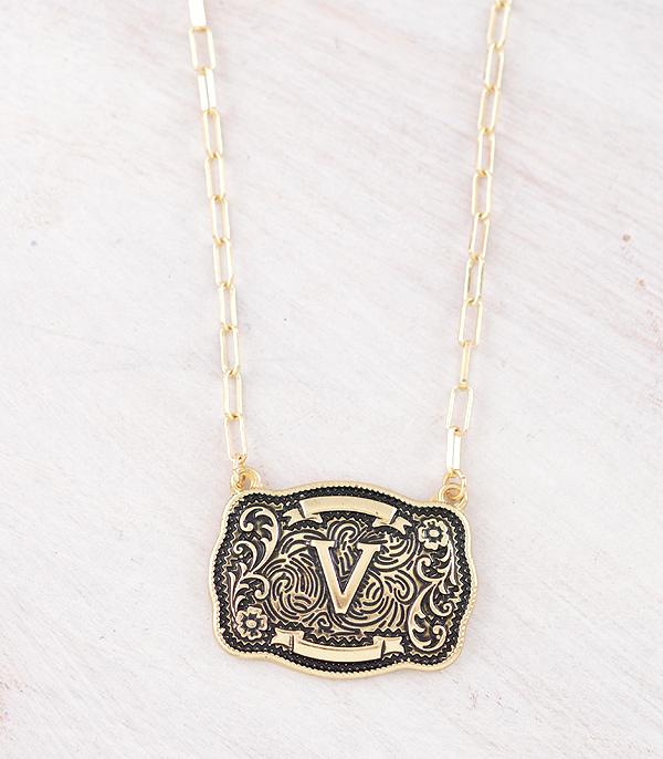 INITIAL JEWELRY :: NECKLACES | RINGS :: Wholesale Tipi Brand Buckle Initial Necklace