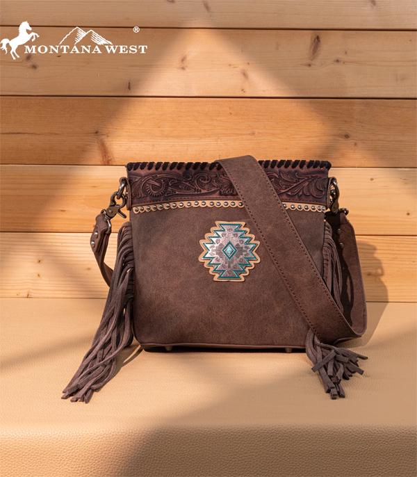 New Arrival :: Wholesale Tooled Aztec Concho Crossbody Bag