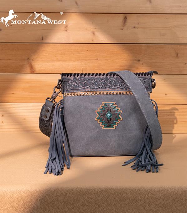 New Arrival :: Wholesale Tooled Aztec Concho Crossbody Bag