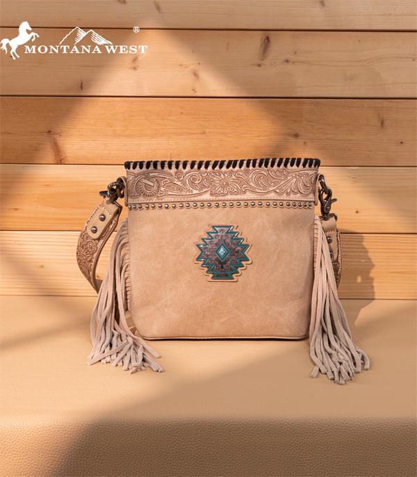New Arrival :: Wholesale Tooled Aztec Concho Crossbody Bag