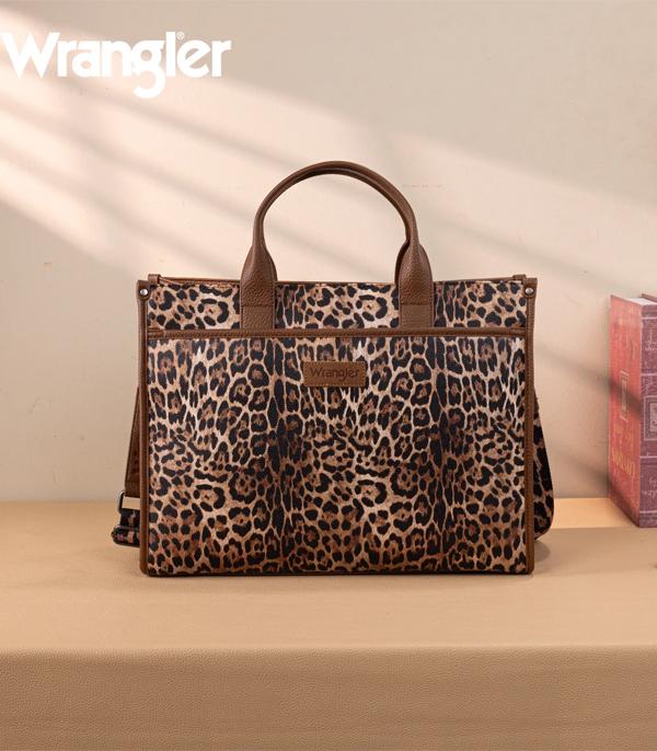 MONTANAWEST BAGS :: WESTERN PURSES :: Wholesale Wrangler Leopard Print Large Work Tote